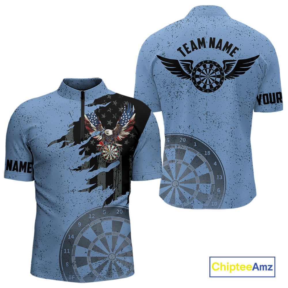 Eagle Retro American Flag Patriotic Darts Shirts Custom Darts League Team Jersey