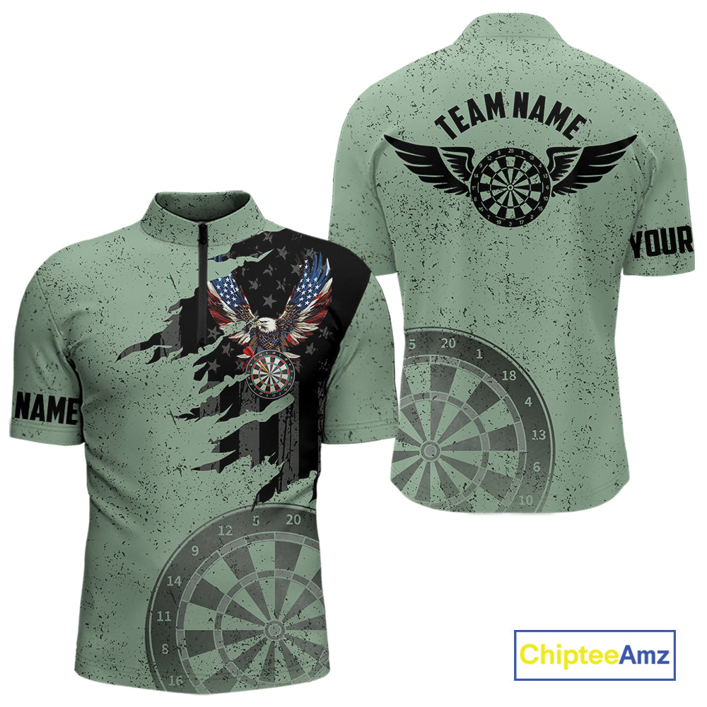 Eagle Retro American Flag Patriotic Darts Shirts Custom Darts League Team Jersey