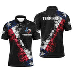Personalized Black Grunge Texas Flag Smoke Billiard Shirt, Patriotic Texas Pool Team Jersey