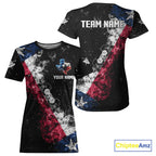 Personalized Grunge Texas Flag Smoke Billiard T-Shirt Custom Patriotic Texas Pool Team Jersey