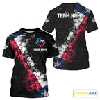 Personalized Grunge Texas Flag Smoke Billiard T-Shirt Custom Patriotic Texas Pool Team Jersey