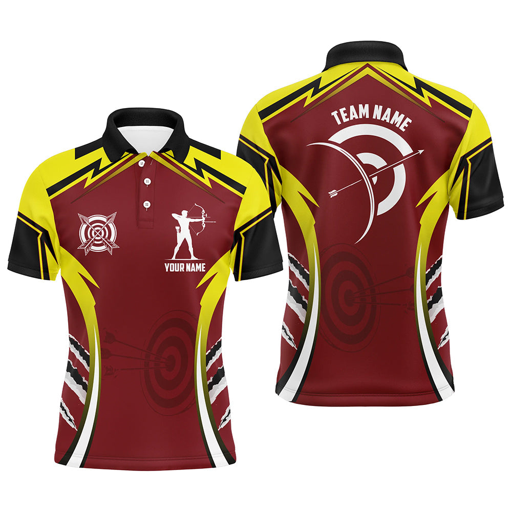 Personalized Red Yellow Archery Games Tournament Polo Shirts Custom Archery Jerseys For Team