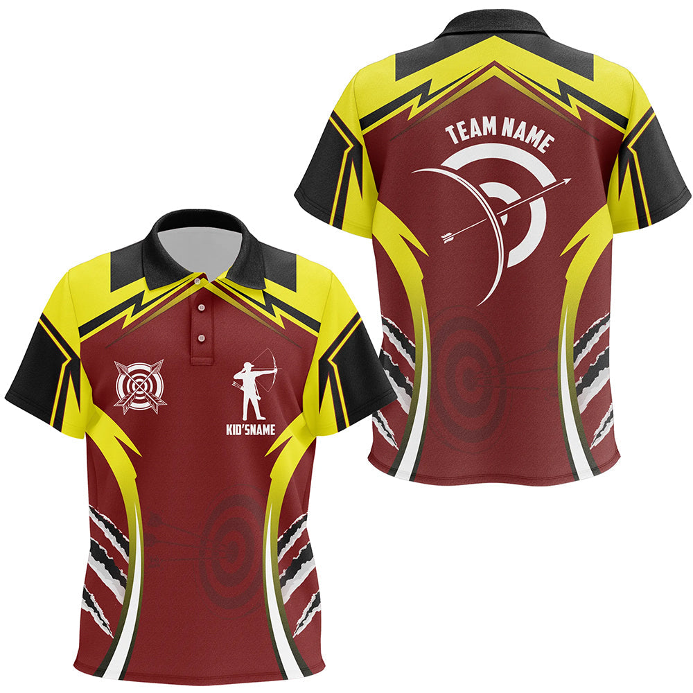 Personalized Red Yellow Archery Games Tournament Polo Shirts Custom Archery Jerseys For Team