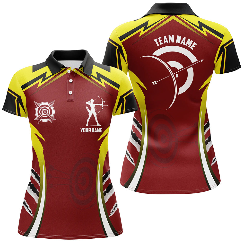 Personalized Red Yellow Archery Games Tournament Polo Shirts Custom Archery Jerseys For Team