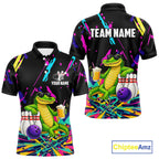 Colorful Bowling Jersey Funny Alligator Bowling Polo & 1/4 Zip Custom Bowling Team Shirts