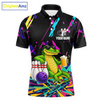 Colorful Bowling Jersey Funny Alligator Bowling Polo & 1/4 Zip Custom Bowling Team Shirts