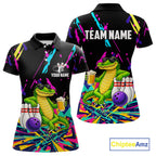 Colorful Bowling Jersey Funny Alligator Bowling Polo & 1/4 Zip Custom Bowling Team Shirts