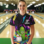 Colorful Bowling Jersey Funny Cactus Bowling Polo & 1/4 Zip Custom Bowling Team Shirts
