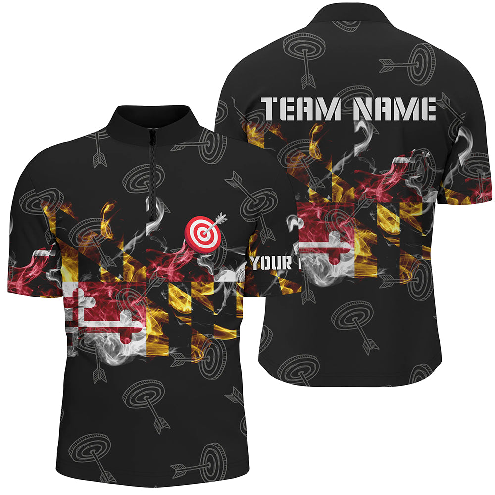 Personalized Maryland Flag Smoke Archery Shirts Custom Patriotic Archery Team Jerseys