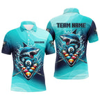 Personalized Blue Pool Ball Shark Billiard Shirts Custom Team League Billiard Jerseys