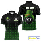 Black And Green 8 Ball Pool Shamrock Billiard Shirt Custom St Patrick Day Billiard Jersey