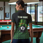 Black And Green 8 Ball Pool Shamrock Billiard Shirt Custom St Patrick Day Billiard Jersey