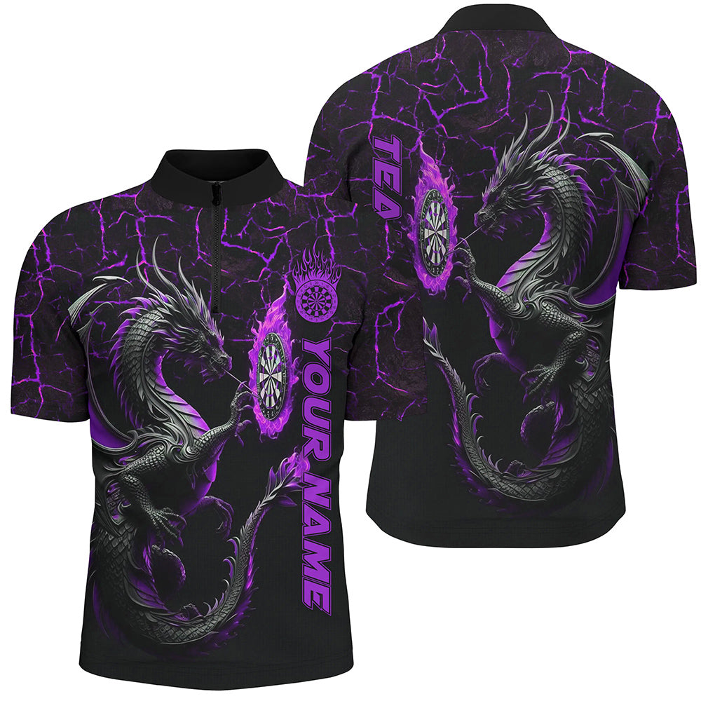 Personalized Purple Big Dragon 3D Printed Darts Shirts Custom Team League Darts Jerseys