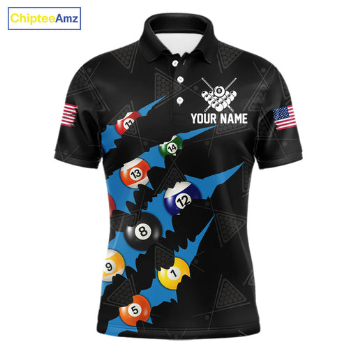 Personalized Scratch Black 8 Ball Billiard Shirt, Pool Team Jersey Polo 1/4 Zip