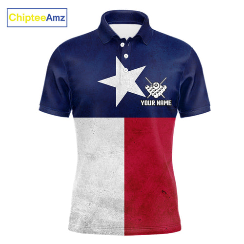 Personalized Vintage Texas Flag Billiard Shirt, Patriotic Pool Team Jersey Polo & 1/4 Zip