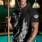 Black And Grey Flaming 8 Ball Pool Billiard Polo & 1/4 Zip Custom Pool Team Player Jersey