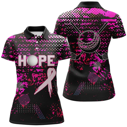 Breast Cancer Awareness Custom Pink Camo Golf Polo Shirts, Golf Outfit, Golfing Gift