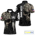 Retro Camo Skull Bowling Shirts Custom US Flag Bowling Team Jersey Polo & Quarter Zip