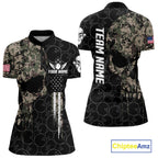 Retro Camo Skull Bowling Shirts Custom US Flag Bowling Team Jersey Polo & Quarter Zip