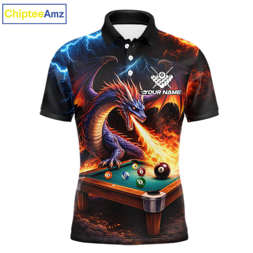 Personalized Dragon Billiard Fire 8 Ball Pool Shirt, Billiard Team Jersey Polo & 1/4 Zip