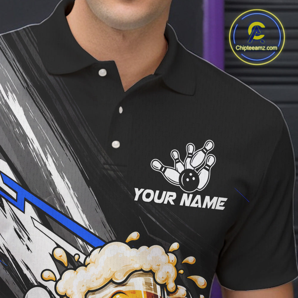 Funny Beer Bowling Jersey Custom Black Bowling Drinking Team Shirts Polo & 1/4 Zip
