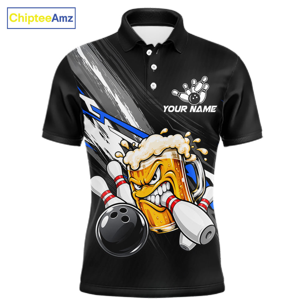 Funny Beer Bowling Jersey Custom Black Bowling Drinking Team Shirts Polo & 1/4 Zip