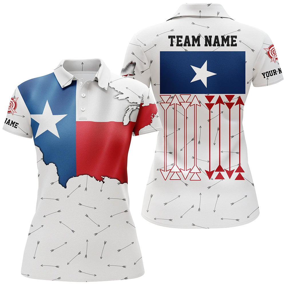 Personalized Patriotic Texas Flag Archery Polo & Quarter-Zip Shirts Archery Team Uniform Shirts