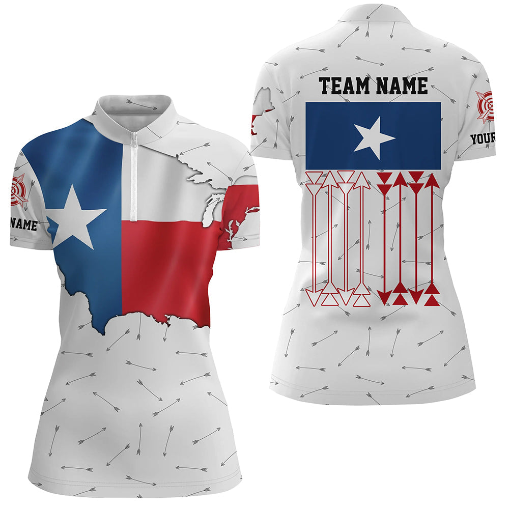 Personalized Patriotic Texas Flag Archery Polo & Quarter-Zip Shirts Archery Team Uniform Shirts