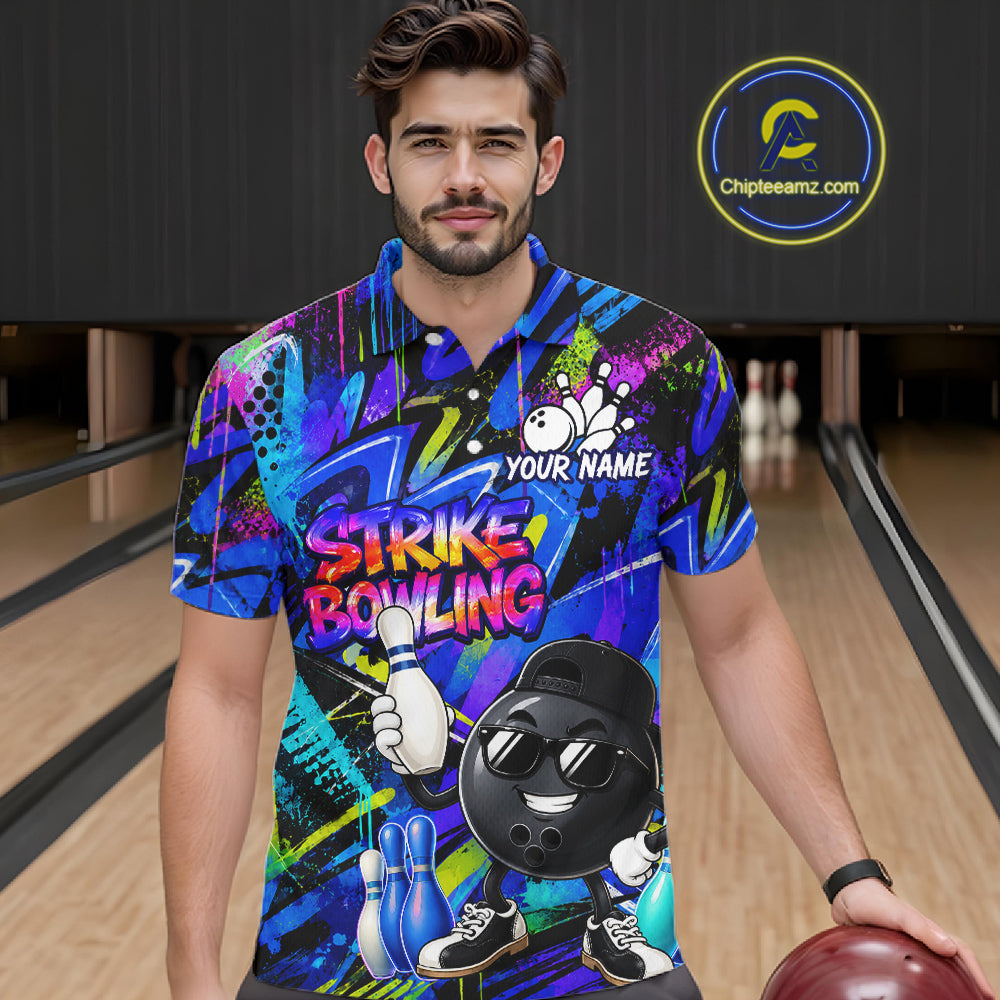 Funny Colorful Graffiti Pattern Bowling Shirts Custom Bowling Team Jersey Polo & 1/4 Zip