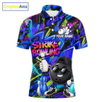 Funny Colorful Graffiti Pattern Bowling Shirts Custom Bowling Team Jersey Polo & 1/4 Zip
