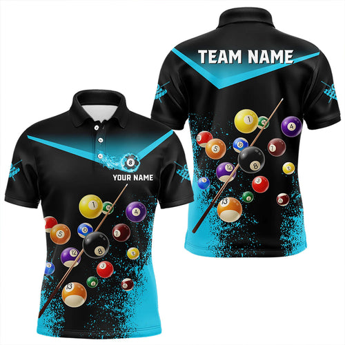 Personalized Grunge Blue Black 3D Pool Balls Billiard Shirts Custom Billiard Jerseys For Team