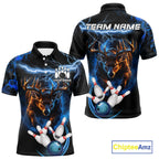 Personalized Blue Lightning Thunder Deer Bowling Shirts Custom Bowling League Team Jersey