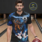 Personalized Blue Lightning Thunder Deer Bowling Shirts Custom Bowling League Team Jersey