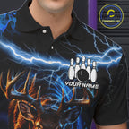 Personalized Blue Lightning Thunder Deer Bowling Shirts Custom Bowling League Team Jersey