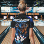 Personalized Blue Lightning Thunder Deer Bowling Shirts Custom Bowling League Team Jersey
