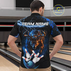 Personalized Blue Lightning Thunder Deer Bowling Shirts Custom Bowling League Team Jersey