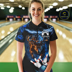 Personalized Blue Lightning Thunder Deer Bowling Shirts Custom Bowling League Team Jersey