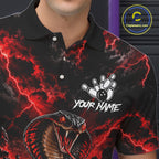 Black And Red Custom Cobra Lightning Bowling Shirts, Bowling Team Jersey Polo & 1/4 Zip