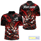 Black And Red Custom Cobra Lightning Bowling Shirts, Bowling Team Jersey Polo & 1/4 Zip