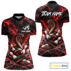 Black And Red Custom Cobra Lightning Bowling Shirts, Bowling Team Jersey Polo & 1/4 Zip