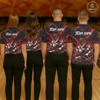 Black And Red Custom Cobra Lightning Bowling Shirts, Bowling Team Jersey Polo & 1/4 Zip