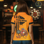 Custom Orange Funny Drunk Turkey US Flag Darts Jerseys, Thanksgiving Darts Team Shirts