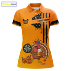 Custom Orange Funny Drunk Turkey US Flag Darts Jerseys, Thanksgiving Darts Team Shirts