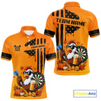 Custom Orange Funny Turkey Beer US Flag Darts Jerseys, Thanksgiving Darts Team Shirts