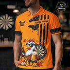 Custom Orange Funny Turkey Beer US Flag Darts Jerseys, Thanksgiving Darts Team Shirts