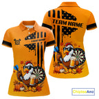 Custom Orange Funny Turkey Beer US Flag Darts Jerseys, Thanksgiving Darts Team Shirts