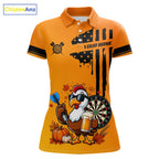 Custom Orange Funny Turkey Beer US Flag Darts Jerseys, Thanksgiving Darts Team Shirts