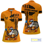 Custom Orange Funny Turkey Beer US Flag Darts Jerseys, Thanksgiving Darts Team Shirts
