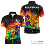 Colorful Bowling Jerseys Funny Pizza Bowling Polo, Quarter Zip Custom Bowling Team Shirts