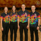 Colorful Bowling Jerseys Funny Pizza Bowling Polo, Quarter Zip Custom Bowling Team Shirts